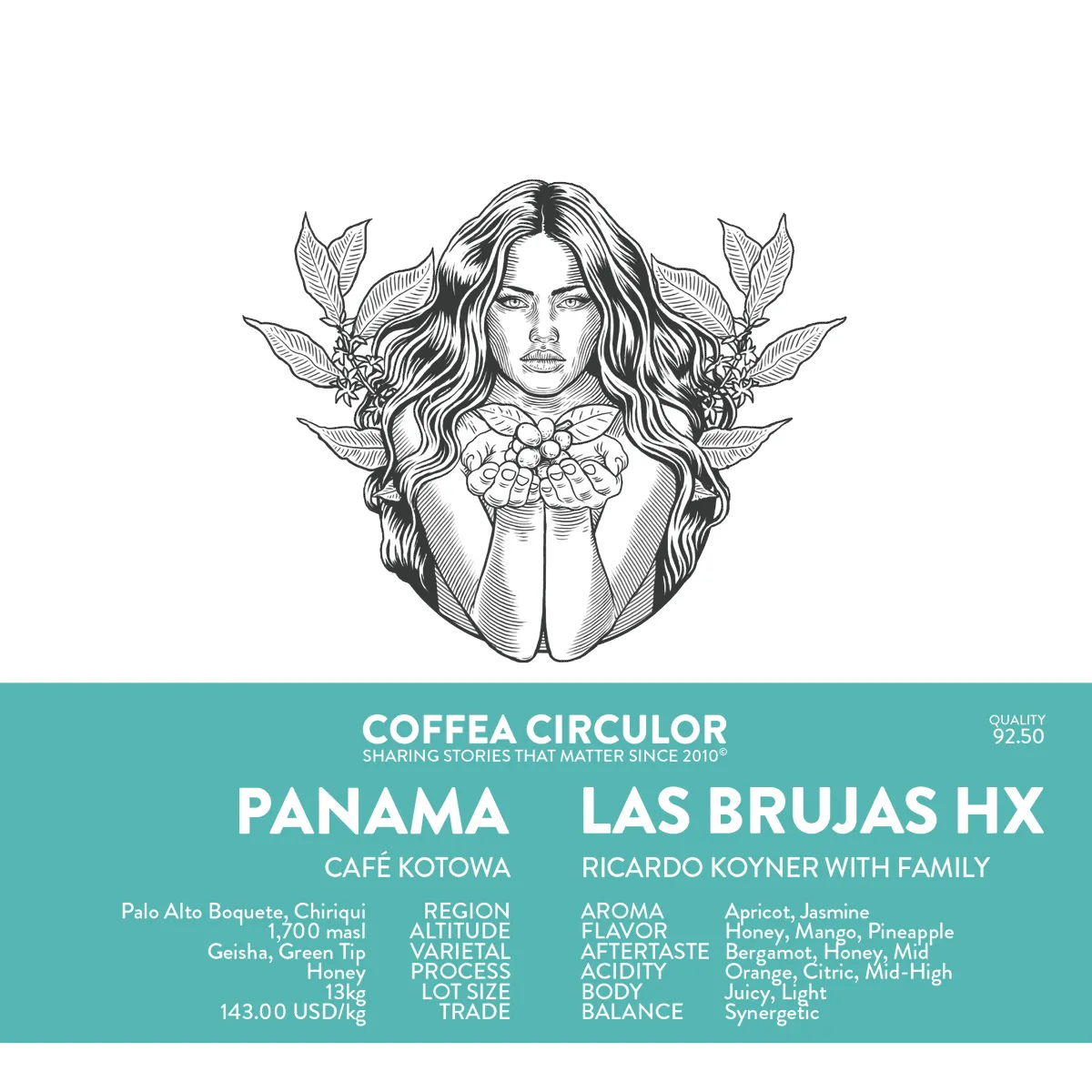 PANAMA Kotowa Las Brujas Geisha /26-860 Honey HX