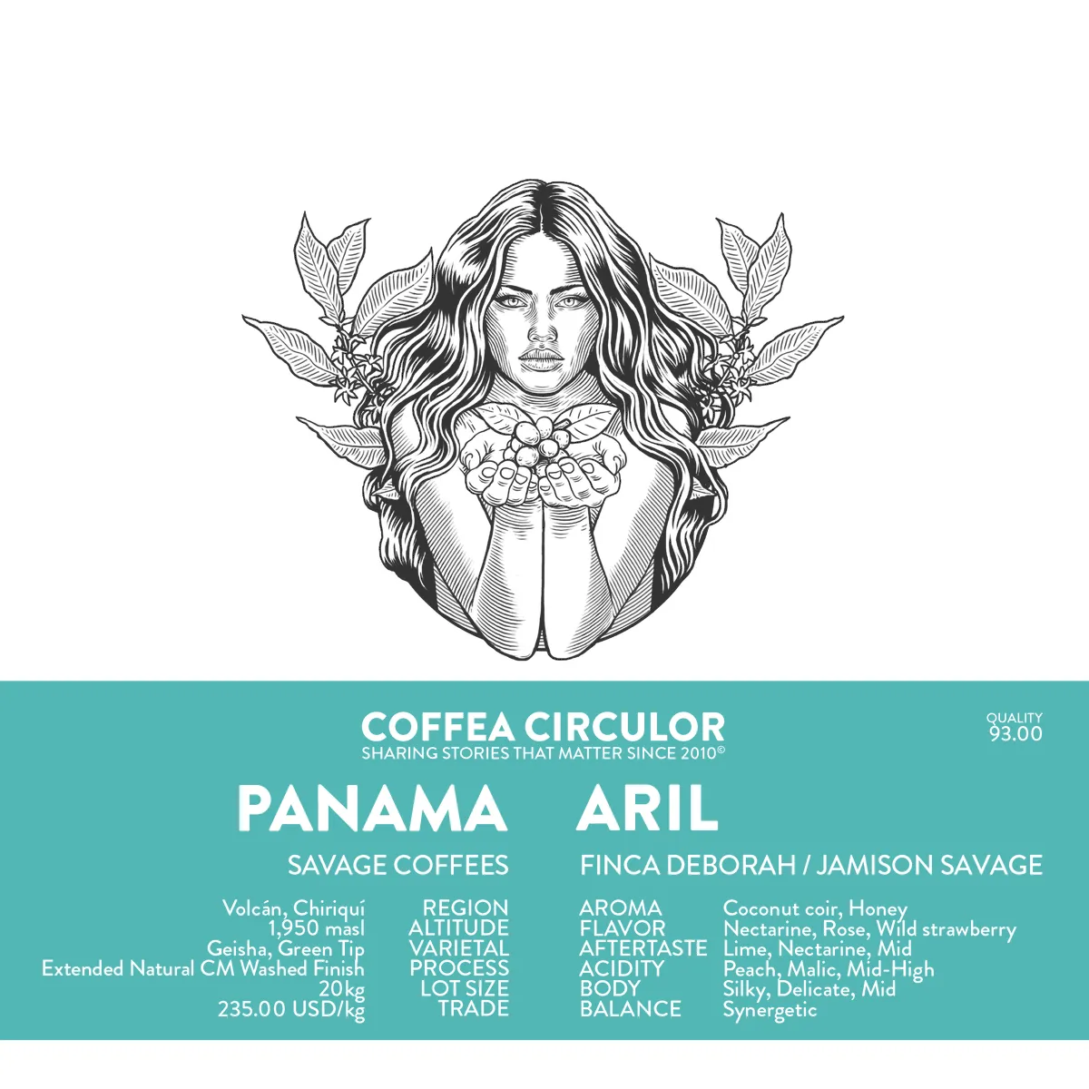 PANAMA Savage Coffees Finca Deborah Geisha Aril Extended Natural CM Washed Finish